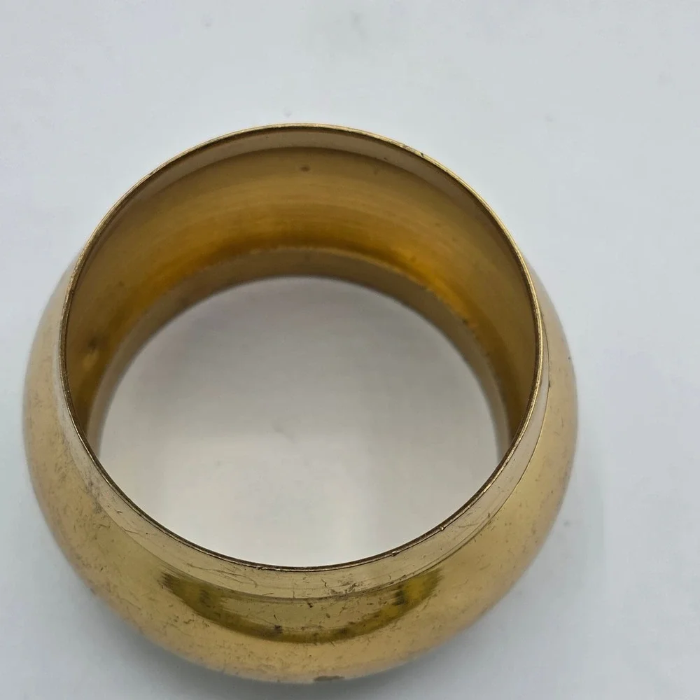 Vintage Brass Napkin Rings Set of 6 Gold Barrel Round Mid Century Modern Table